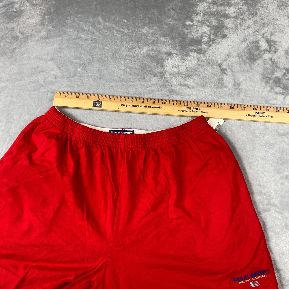 Vintage Polo Sport Ralph Lauren Red Knit Shorts Mens XL Vintage 90s Cotton - Picture 7 of 9